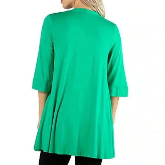 ☘️ NWT 24/7 Open Front 3/4 Sleeve Cardigan, Size 3X (16/18), Green - Picture 3 of 7